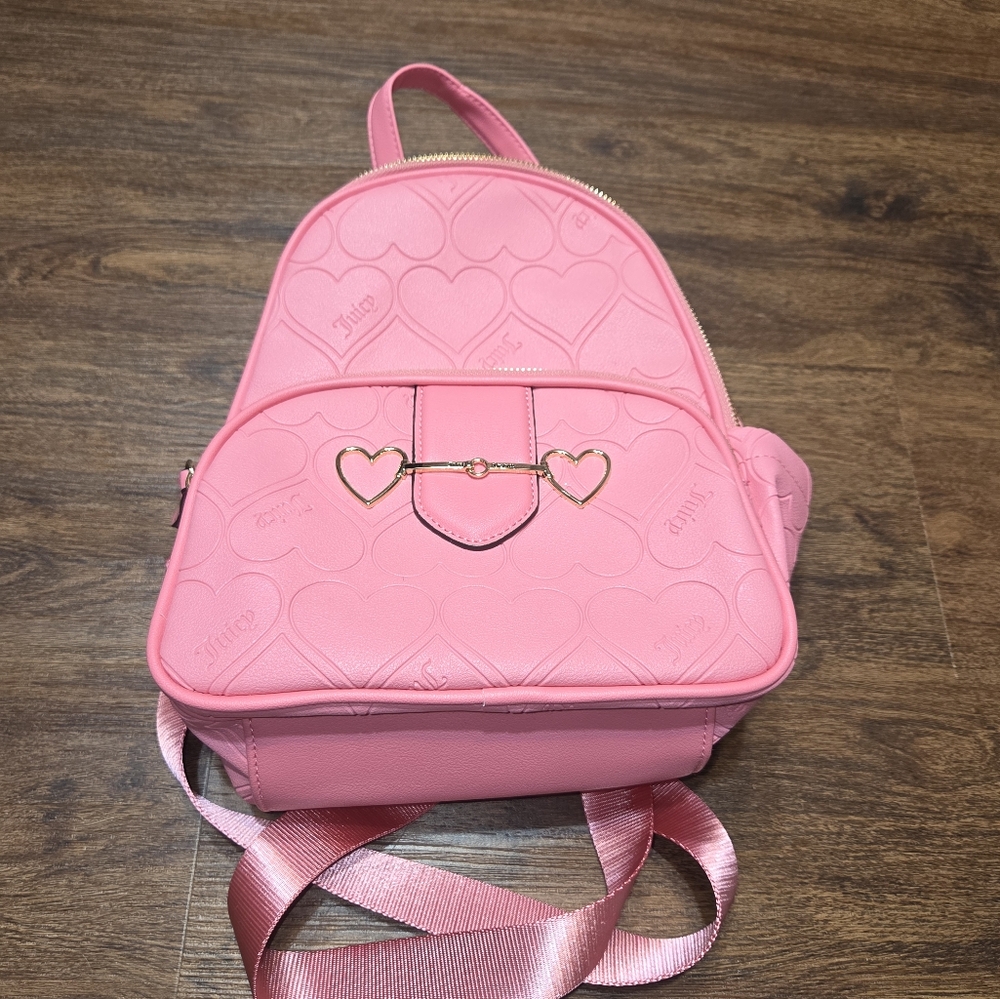 Juicy Couture Heart Shape Design Pink Backpack.